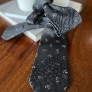 Ermenegildo Zegna Grey & Maroon Paisley Tie
